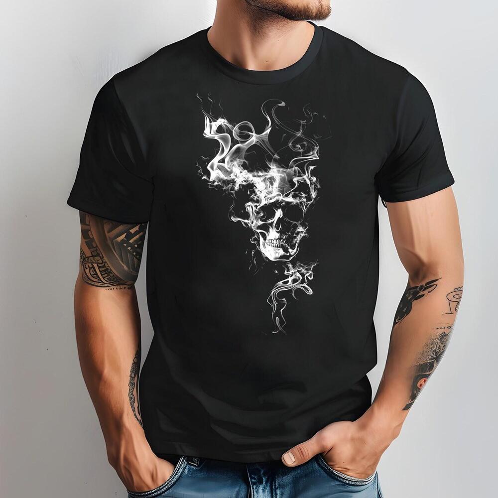 Smoke Skull Graphic T-Shirt Ethereal Skeleton